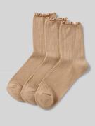 Pieces Socken mit Baumwoll-Anteil und Rüschen Modell 'AFIA' in Beige, ...