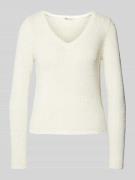 Only Regular Fit Strickpullover mit V-Ausschnitt Modell 'GEENA' in Wei...