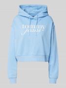 Tommy Jeans Cropped Hoodie mit Label-Print in Bleu, Größe L