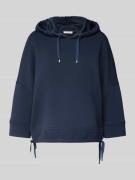 Tom Tailor Cropped Hoodie aus Scuba mit 3/4-Arm in Dunkelblau, Größe L