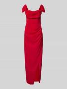 Lipsy Abendkleid mit Karree-Ausschnitt und Gehschlitz in Rot, Größe 44