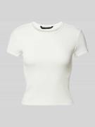 Vero Moda Regular Fit T-Shirt in Rippoptik Modell 'CHLOE' in Weiss, Gr...