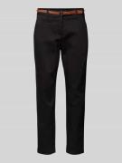 comma Chino mit Gürtel in Black, Größe 34