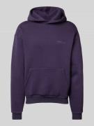 REVIEW Loose Fit Hoodie aus Baumwoll-Mix mit Kapuze in Aubergine, Größ...