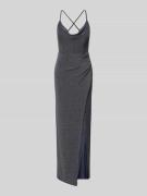 V.M. Abendkleid mit seitlicher Raffung in Dunkelblau, Größe 32