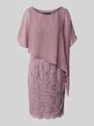Swing Knielanges Cocktailkleid mit Paillettenbesatz in Mauve, Größe 36