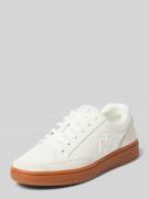 Lauren Ralph Lauren Ledersneaker mit Label-Details in Weiss, Größe 42