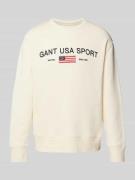 Gant Sweatshirt mit Label-Stitching in Offwhite, Größe L