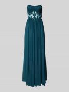 Mascara Abendkleid mit Strasssteinbesatz in Dunkelgruen, Größe 34