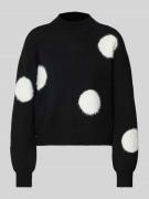 Vero Moda Regular Fit Strickpullover mit Plüschpünktchen in Black, Grö...