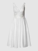 Mascara Cocktailkleid mit floralen Stickereien in Offwhite, Größe 36