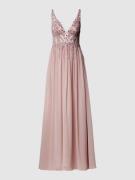 Mascara Abendkleid mit Ziersteinen in Mauve, Größe 32