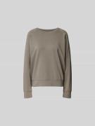 Juvia Sweatshirt mit gerippten Abschlüssen in Khaki, Größe S