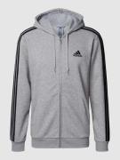 ADIDAS SPORTSWEAR Sweatjacke mit Logo-Stitching in Mittelgrau, Größe S