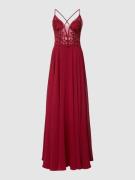 Luxuar Abendkleid mit floraler Spitze in Rot, Größe 34