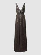 LACE & BEADS A-Linien Abendkleid mit Paillettenbesatz in Mittelgrau, G...