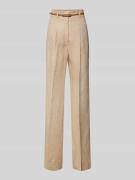 Max Mara Studio Leinenhose mit Gürtel Modell 'TREVISO' in Beige, Größe...
