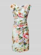 Swing Knielanges Cocktailkleid mit seitlicher Raffung in Ecru, Größe 4...