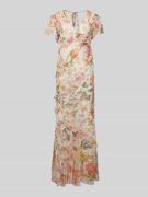 Lipsy Abendkleid mit Volants in Ecru, Größe 32