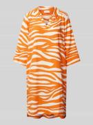 s.Oliver RED LABEL Knielanges Leinenkleid mit Animal-Print in Orange, ...