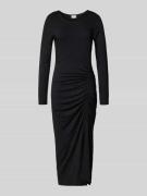 Kaffe Midikleid mit Raffungen Modell 'becca' in Black, Größe S