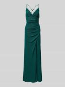 Mascara Abendkleid mit Gehschlitz in Dunkelgruen, Größe 44