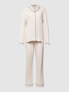 Hanro Regular Fit Pyjama aus reiner Baumwolle in Offwhite, Größe L