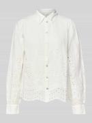 YAS Bluse mit Lochmuster Modell 'YASLUMA' in Weiss, Größe 40