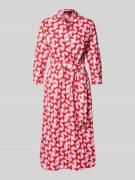 More & More Knielanges Kleid mit Bindegürtel in Rot, Größe 34