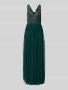 LACE & BEADS Abendkleid mit Perlen- und Ziersteinbesatz in Dunkelgruen...