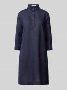 Christian Berg Woman Knielanges Leinenkleid mit Stehkragen in Dunkelbl...