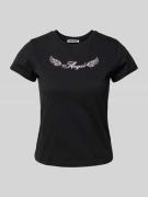 Review T-Shirt mit Motiv-Print in Black, Größe L