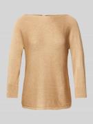 More & More Strickpullover mit U-Boot-Ausschnitt in Beige, Größe 34