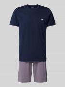 Emporio Armani Pyjama mit Label-Print in Mauve, Größe L