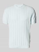 Lindbergh T-Shirt in Strick-Optik mit Zopfmuster in Hellblau, Größe XX...