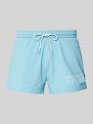 BOSS Relaxed Fit Badeshorts mit Label-Print Modell 'Mooneye' in Hellbl...