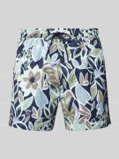 HUGO Relaxed Fit Badeshorts mit Label-Print Modell 'CALALA' in Blau, G...