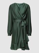 Swing Knielanges Cocktailkleid mit Bindegürtel in Dunkelgruen, Größe 3...