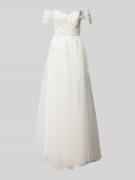 Luxuar Abendkleid mit Herz-Ausschnitt in Offwhite, Größe 36