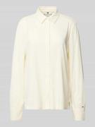 Tommy Hilfiger Regular Fit Bluse mit Logo-Applikation in Ecru, Größe L
