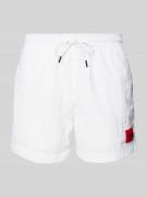 HUGO Regular Fit Badeshorts mit Label-Patch Modell 'DOMINICA' in Weiss...