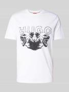 HUGO T-Shirt mit Label- und Motiv-Print Modell 'Durro' in Weiss, Größe...