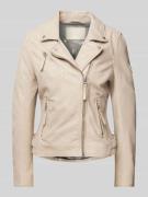 MAURITIUS Lederjacke mit Reißverschlusstaschen in Offwhite, Größe XL