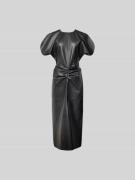 Victoria Beckham Maxikleid aus echtem Leder in Black, Größe S/M