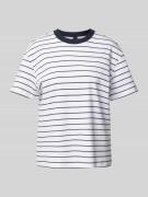 Stefanel T-Shirt aus reiner Baumwolle in Marine, Größe M