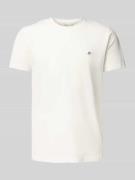 Gant Slim Fit T-Shirt mit Label-Stitching in Offwhite, Größe XL