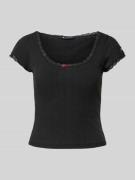 Tommy Jeans T-Shirt in Strick-Optik Modell 'POINTELLE' in Black, Größe...