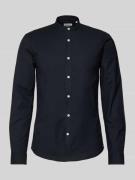 Lindbergh Slim Fit Freizeithemd mit Stehkragen in Black, Größe XL