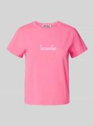 Review T-Shirt mit Statement-Stitching in Neon Pink, Größe L