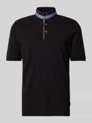 bugatti Regular Fit Poloshirt mit Stehkragen in Black, Größe L